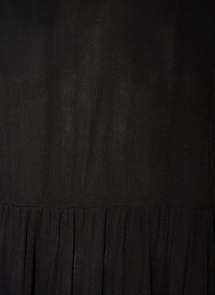 Midikjole i viskose med volangermer, Svart, Packshot image number 2
