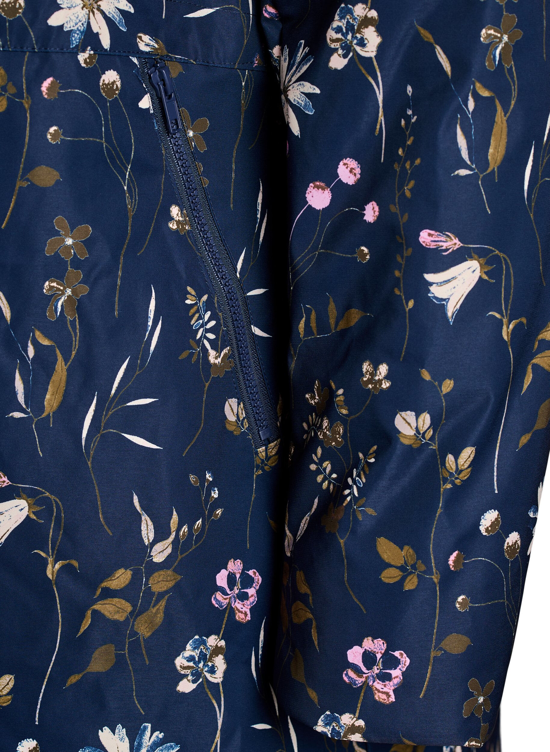 ZizziPolstret vinterjakke med blomstertrykk, Bl&aring;, Packshot image number 3