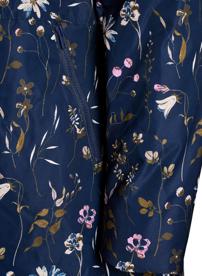 Polstret vinterjakke med blomstertrykk, Bl&aring;, Packshot image number 3