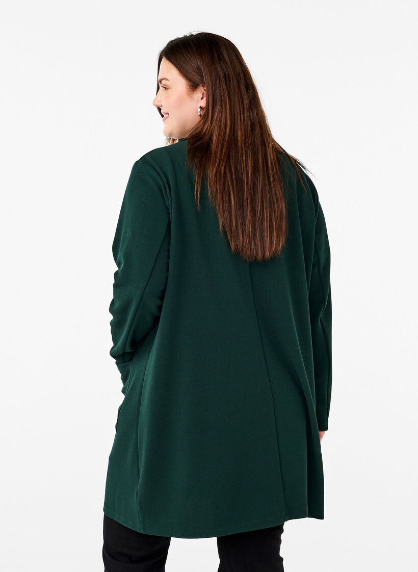 Lang blazer med lommer, Gr&oslash;nn, Model image number 2