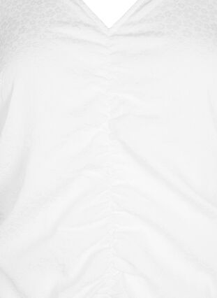 Kortermet kjole med draperinger og struktur, Bright White, Packshot image number 2