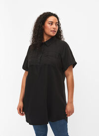 Kortermet tunika i lyocell (TENCEL™), Black, Model