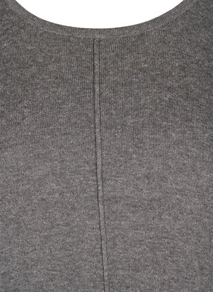 Ensfarget strikkegenser med rund hals, Dark Grey Melange, Packshot image number 2