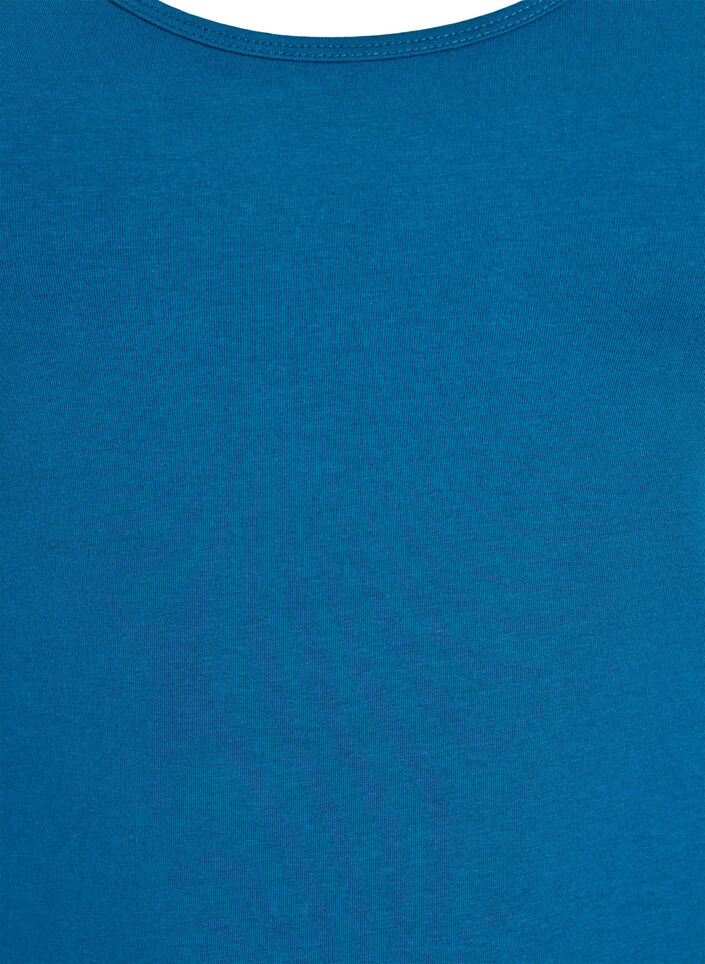 Ensfarget basic topp i bomull, Bl&aring;, Packshot image number 2