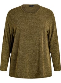 Langermet bluse med tekstur, Grønn Langermet bluse med tekstur