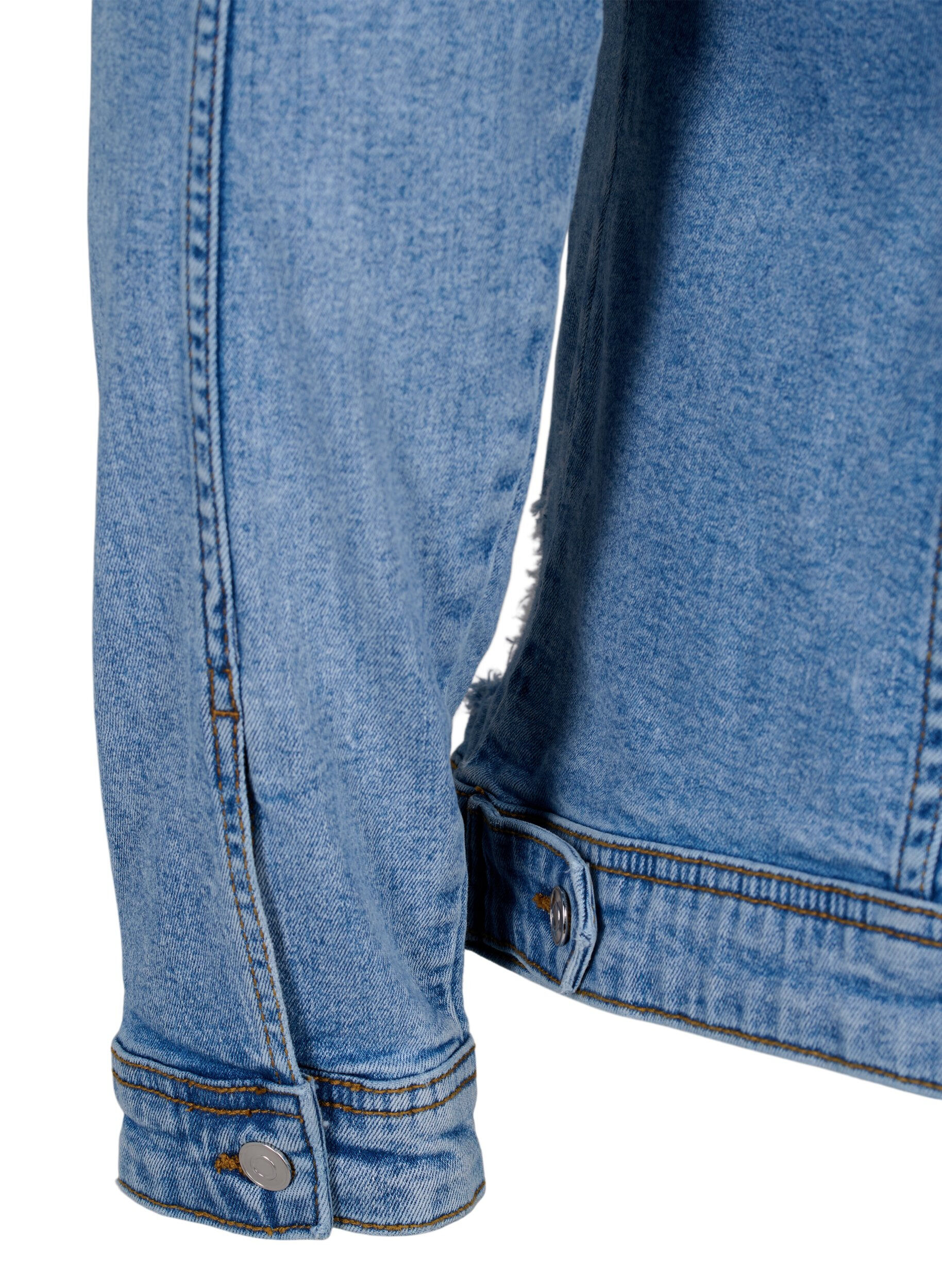 Zizzi Kort dongerijakke i bomull, Light blue denim, Packshot image number 4