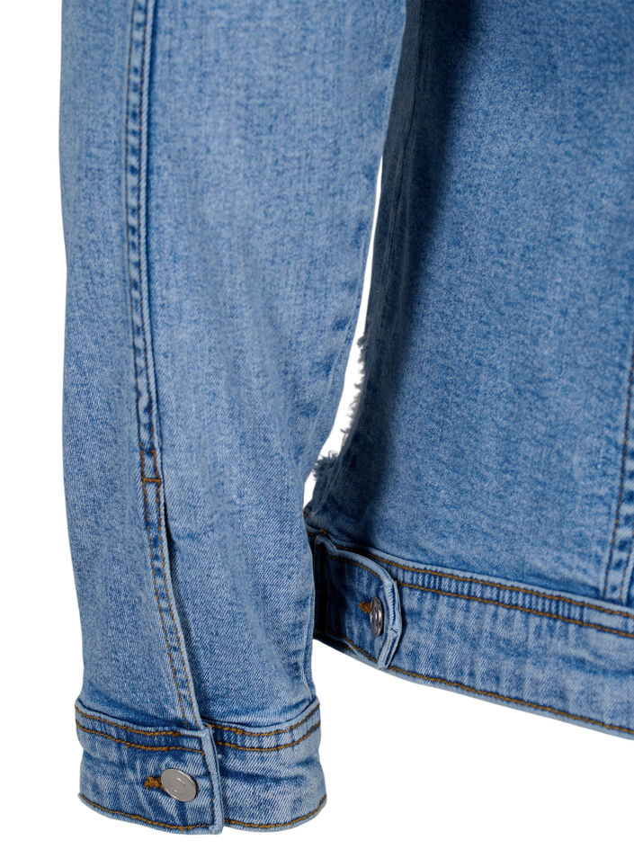 Kort dongerijakke i bomull, Light blue denim, Packshot image number 4