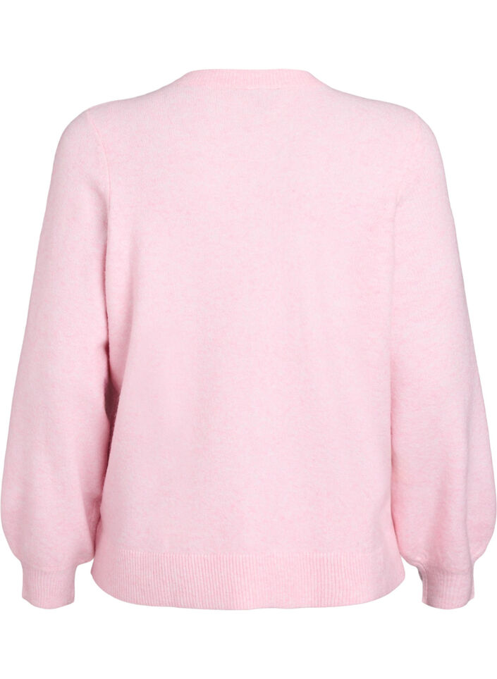 Cardigan i myk strikk med gullfargede knapper, Rosa, Packshot image number 1