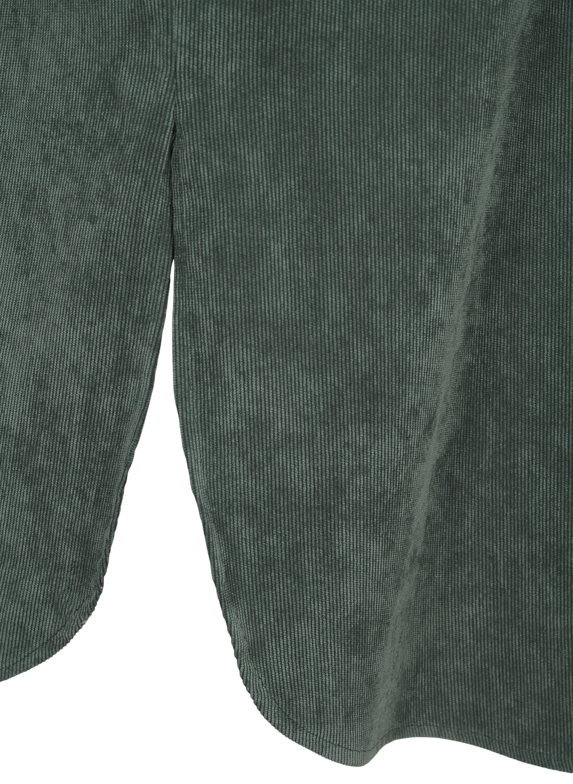 Zizzi Lang cordfl&oslash;yelskjole med knapper, Dark Forest, Packshot image number 3