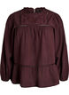 Bluse med broderi og hullbrodert kant, M&oslash;rk Bordeaux, Packshot image number 0