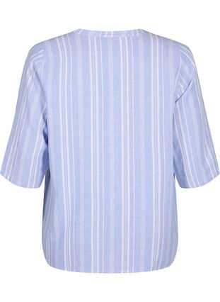 Stripete bluse i lin- og viskoseblandet kvalitet, Serenity Wh.Stripe, Packshot image number 1