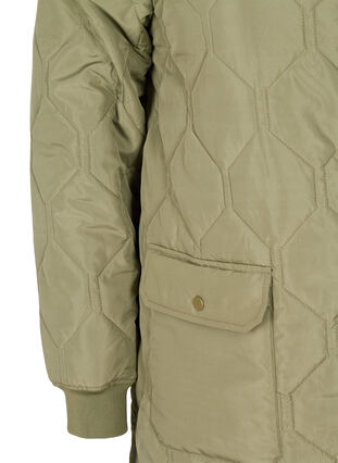 Quiltet jakke med hette og store lommer, Vetiver, Packshot image number 3