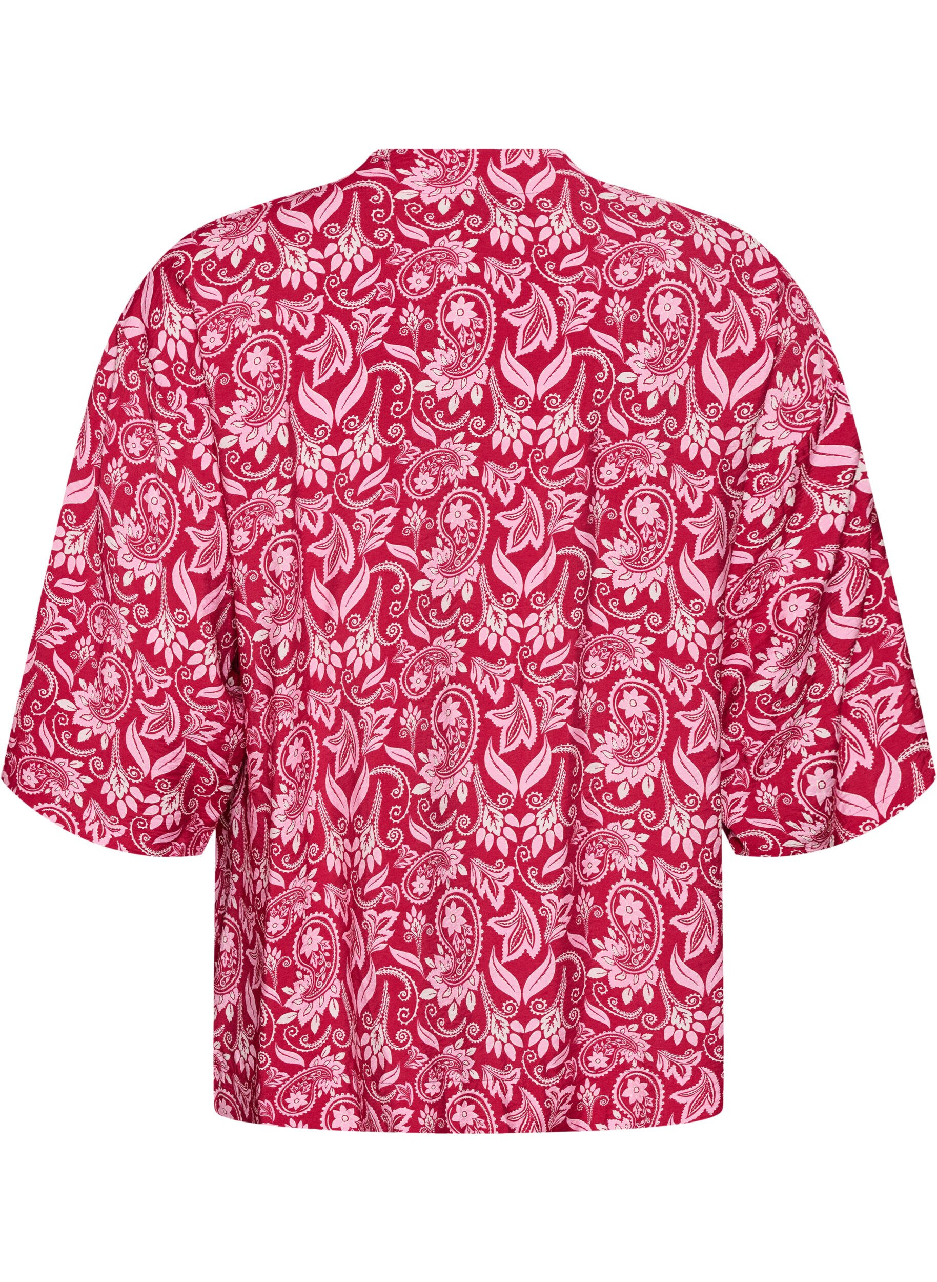 ZizziKort viskose kimono med 3/4 ermer, Rosa, Packshot image number 1