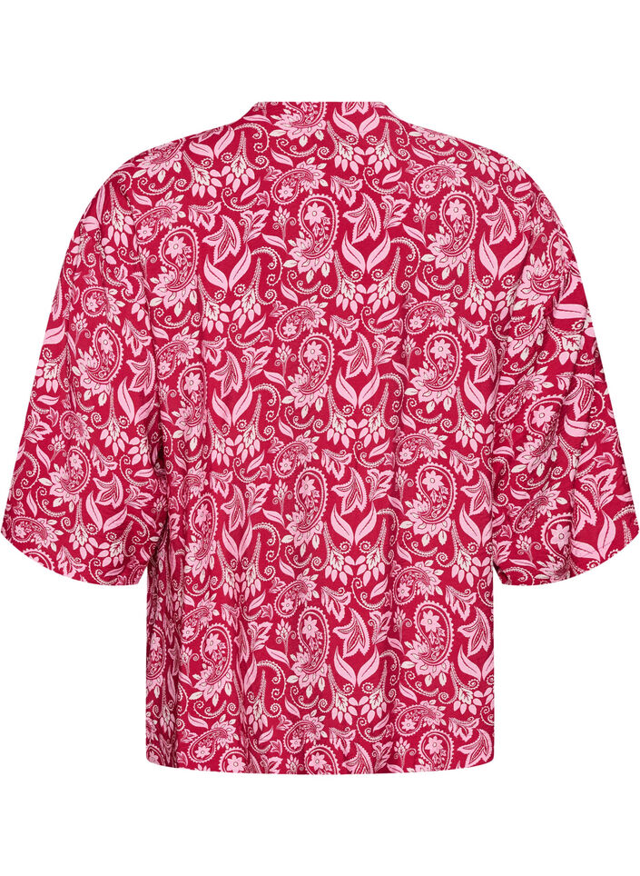 Kort viskose kimono med 3/4 ermer, Rosa, Packshot image number 1