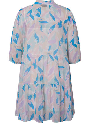 Tunika med blomstermønster og lurex, White/Pastel Leaf, Packshot image number 1