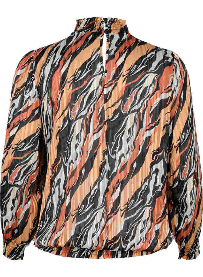 Mønstrete bluse med smock, Multi Aop, Packshot image number 1