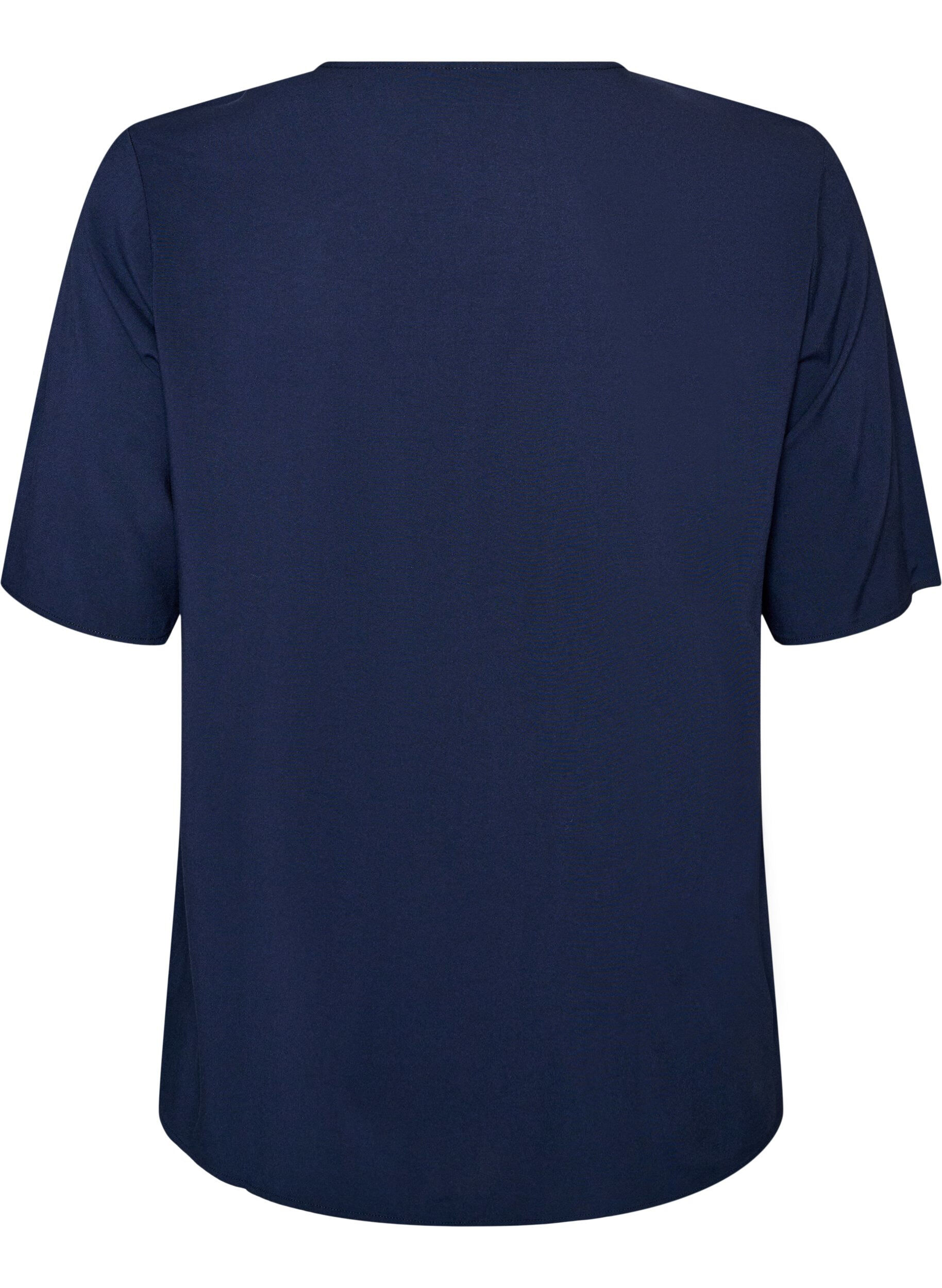 ZizziVevet bluse med korte ermer og rund hals, Bl&aring;, Packshot image number 1