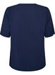 Vevet bluse med korte ermer og rund hals, Bl&aring;, Packshot image number 1