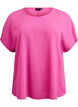 Bluse med korte ermer og rund hals, Rosa, Packshot image number 0