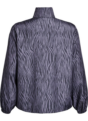 Zizzi Løpejakke med høy hals og justerbar fold, Grey Zebra AOP, Packshot image number 1