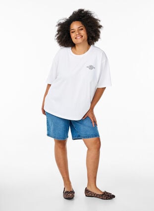 Zizzi Oversized T-skjorte med ryggprint, Hvit, Model image number 1