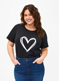FLASH - T-skjorte med motiv, Black Silver Heart, Model