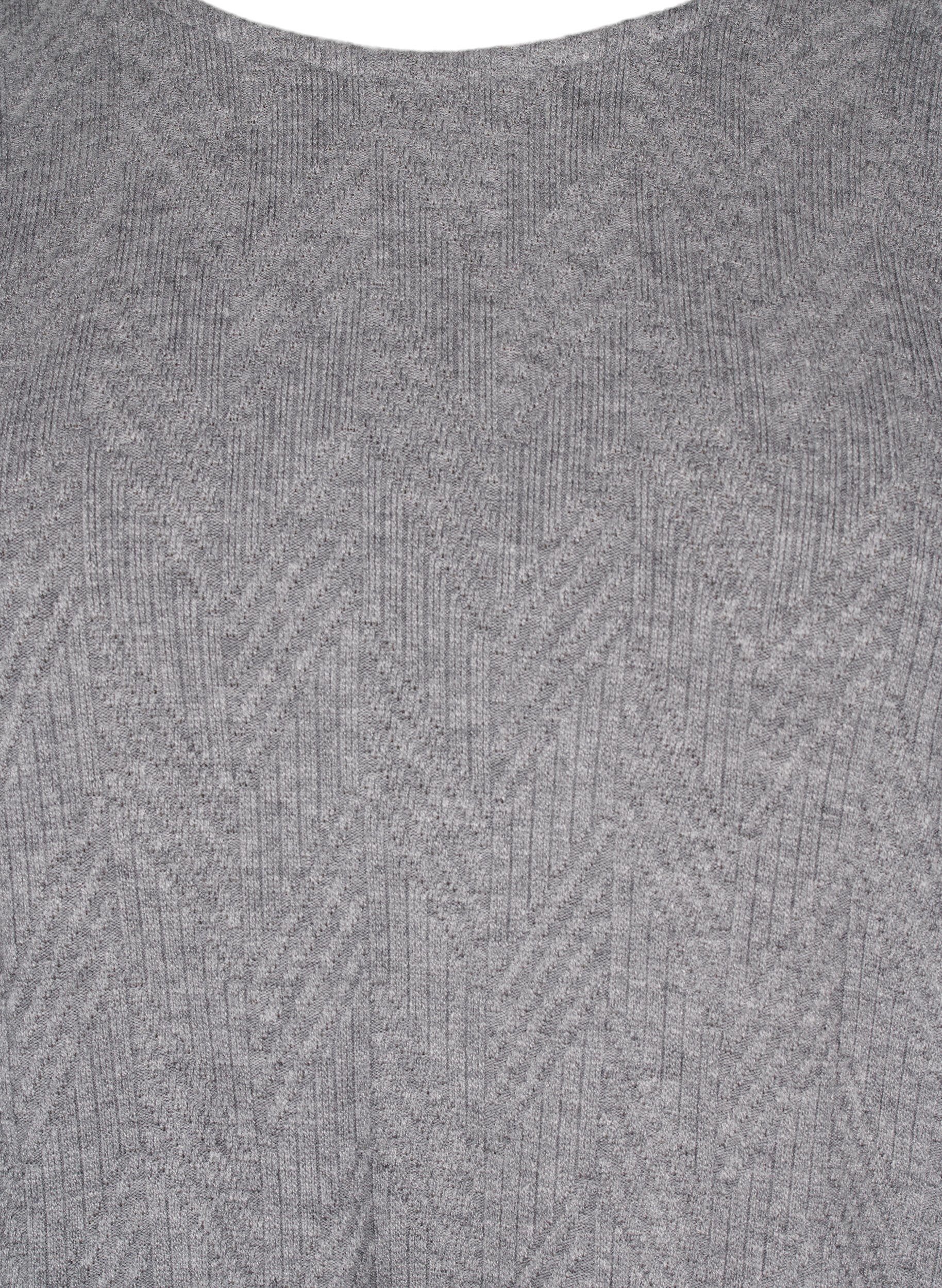 Zizzi M&oslash;nstret bluse med lange ermer, Gr&aring;, Packshot image number 2