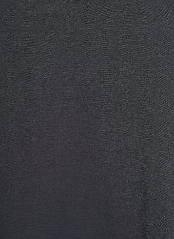 Bluse med smockmansjetter og V-hals, Gr&aring;, Packshot image number 2