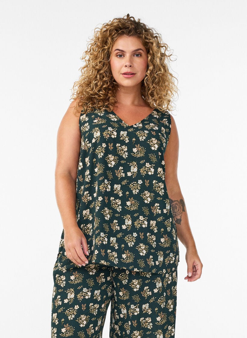 Culottebukser med m&oslash;nster, Svart, Model image number 0