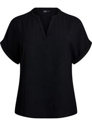 L&oslash;s bluse med korte ermer, Svart