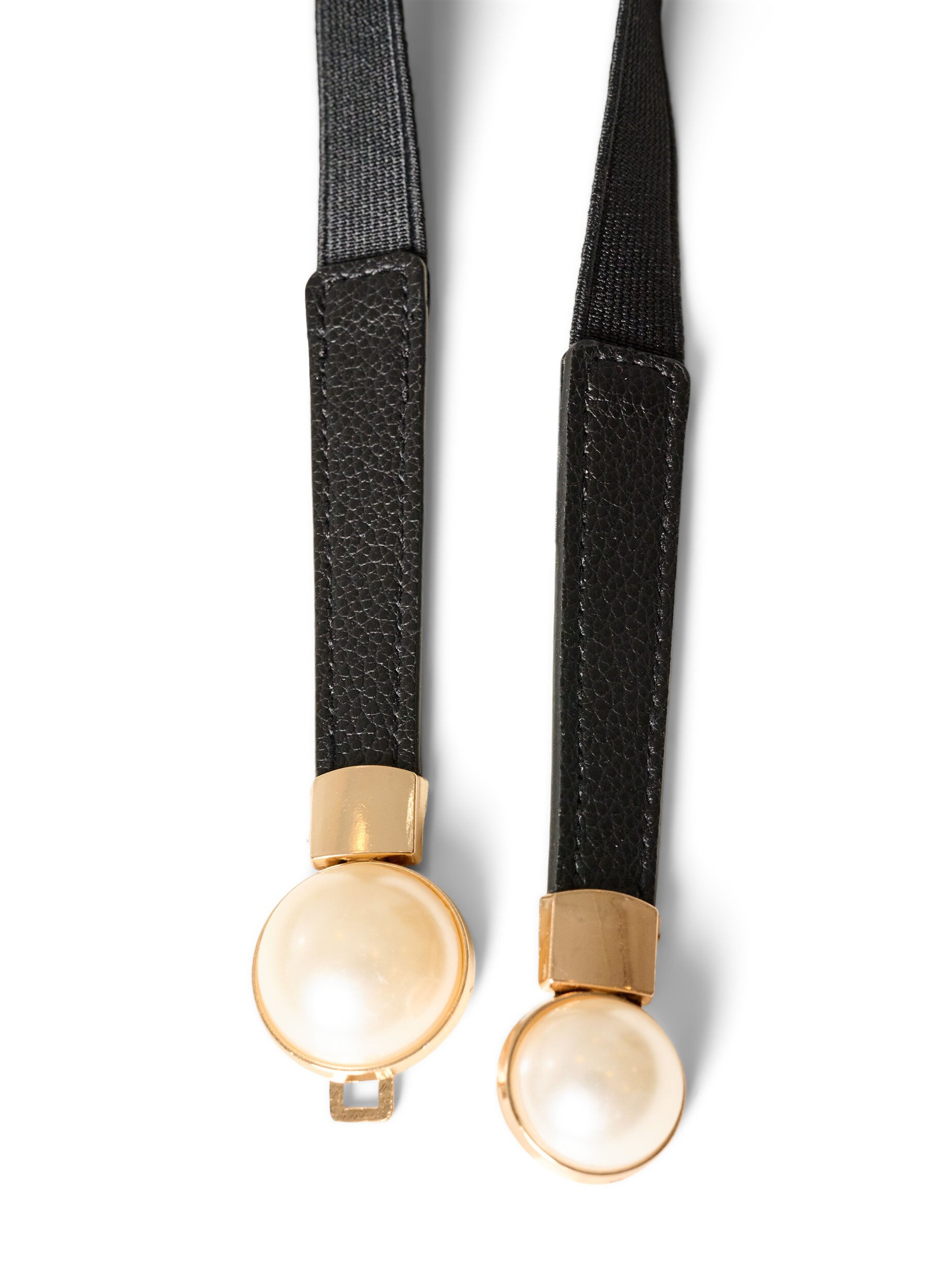 ZizziElastisk midjebelte med perledetaljer, Svart, Packshot image number 2