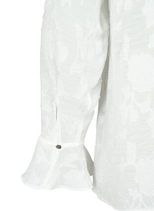 Langermet skjorte i jacquard look, Bright White, Packshot image number 3
