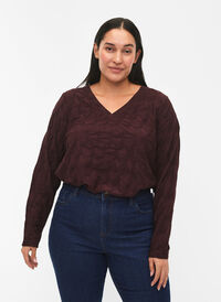 FLASH - Langermet bluse med struktur, Fudge, Model