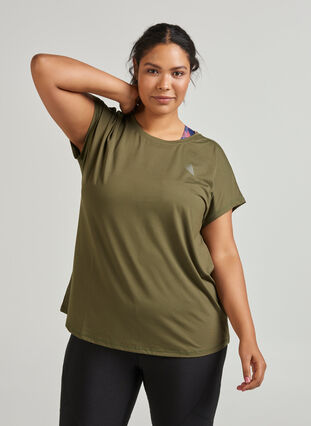 Ensfarget T-skjorte til trening, Ivy Green, Model image number 0