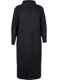 Lang, oversize strikkekjole med glidelås, Grå Lang, oversize strikkekjole med glidelås
