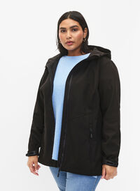 Kort softshell-jakke med lommer, Black, Model