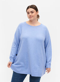 Melert strikkegenser med knappedetaljer, Lavender Lustre, Model