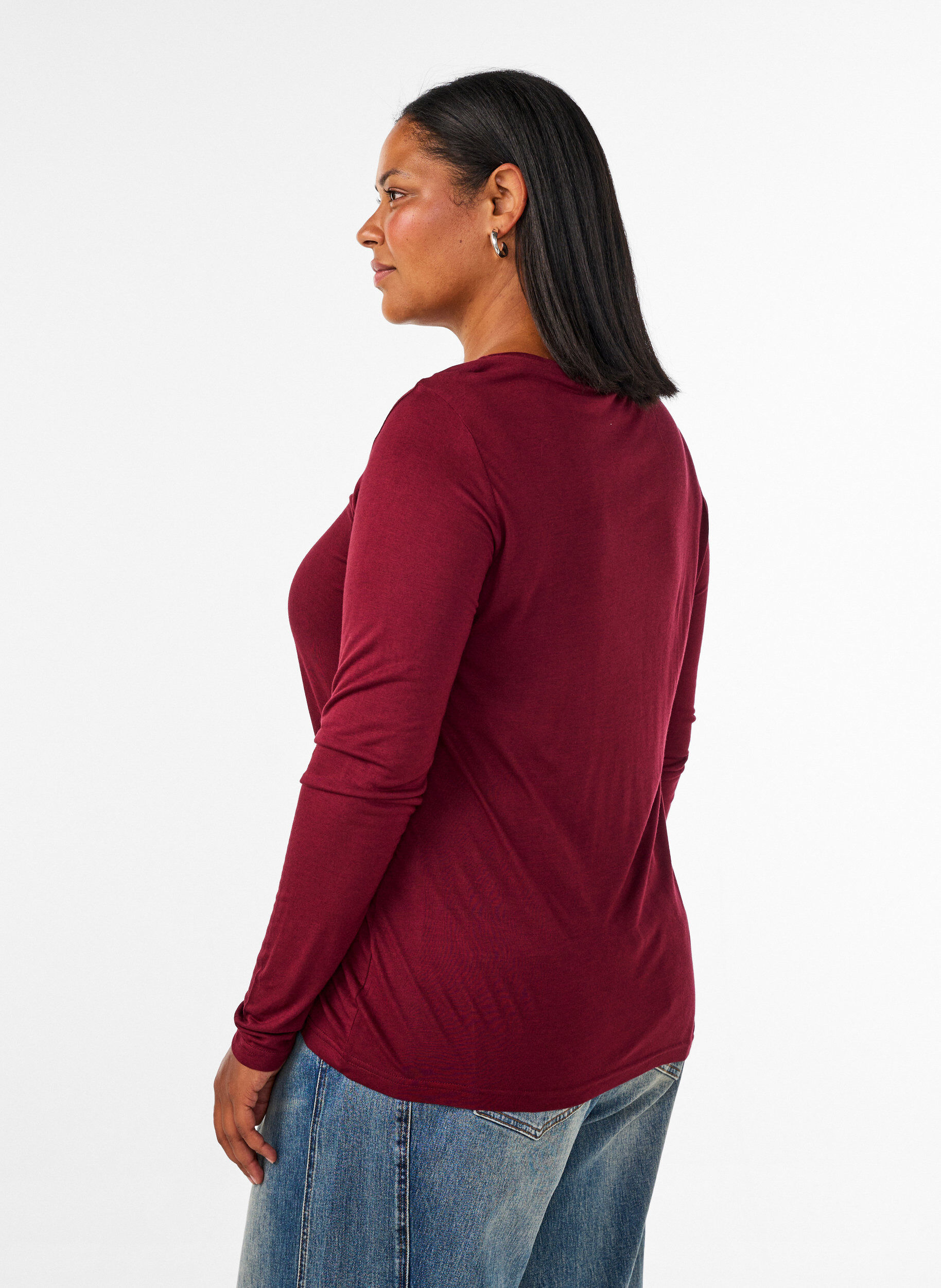 ZizziLangermet bluse i ull og viskose, R&oslash;d, Model image number 2