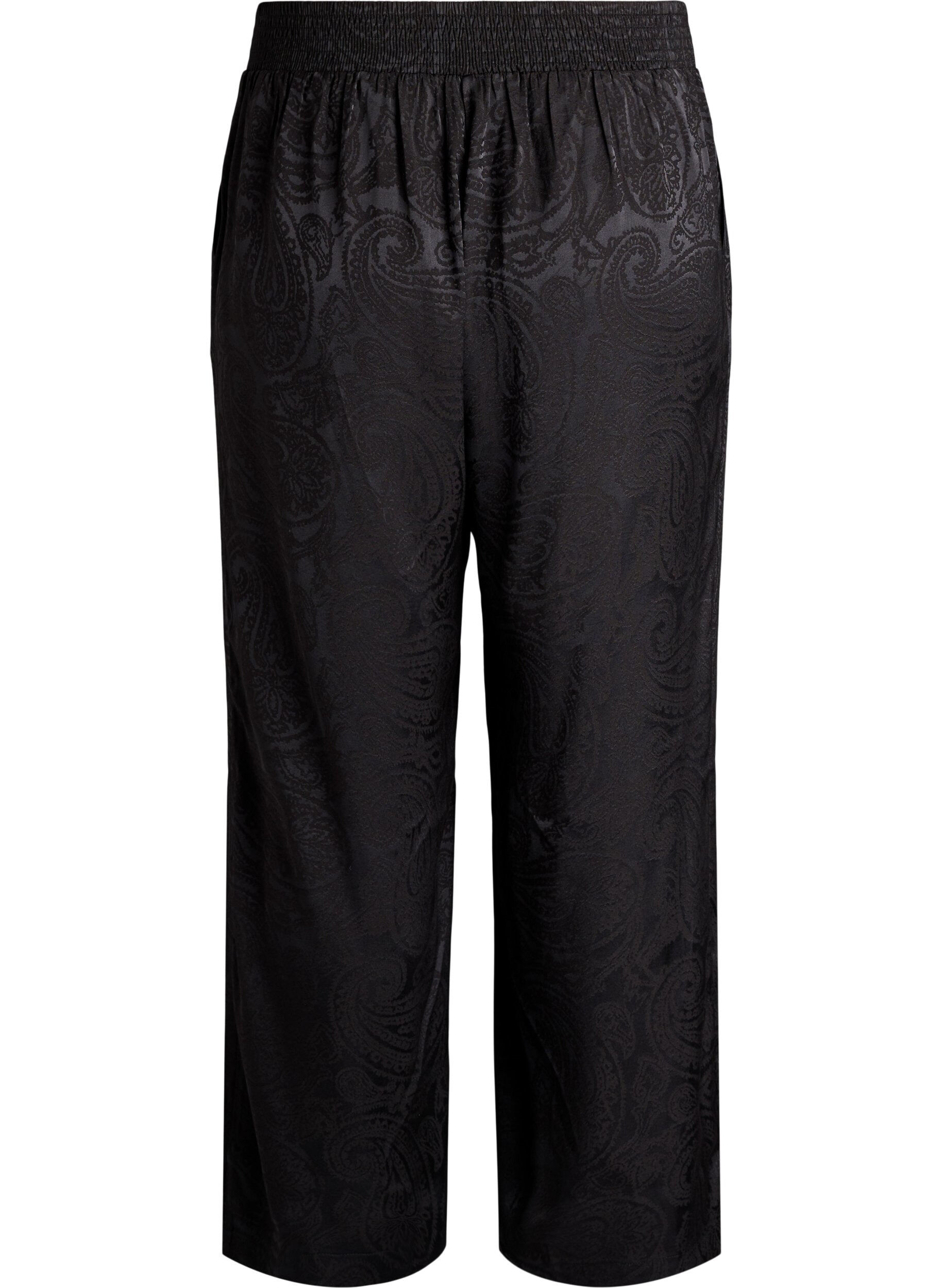 ZizziLoose fit bukser med paisleym&oslash;nster og h&oslash;y midje, Svart, Packshot image number 1