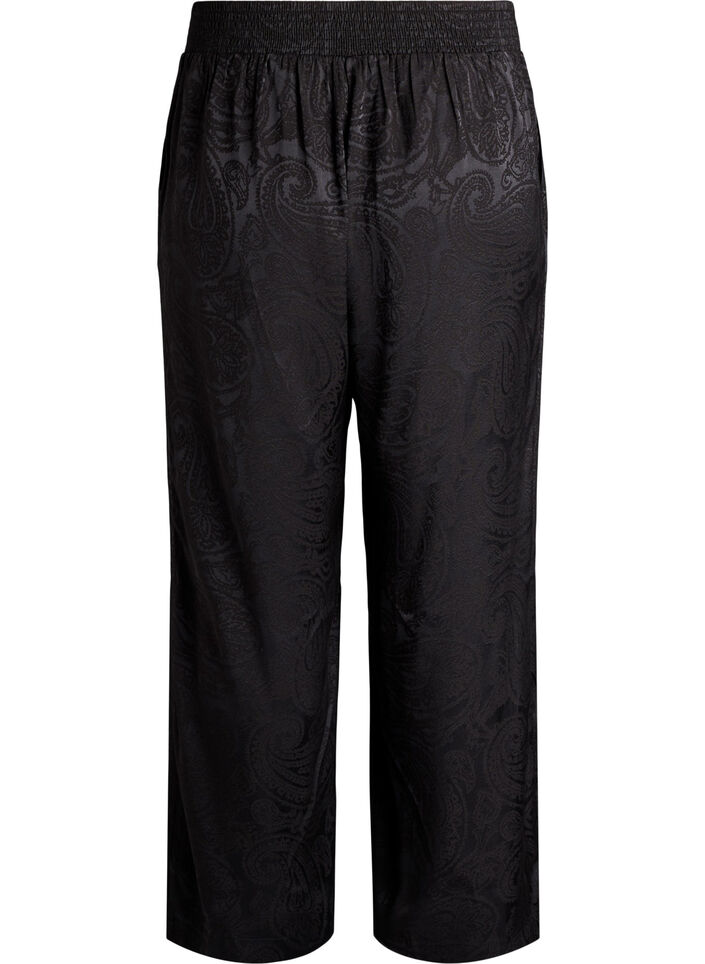 Loose fit bukser med paisleym&oslash;nster og h&oslash;y midje, Svart, Packshot image number 1