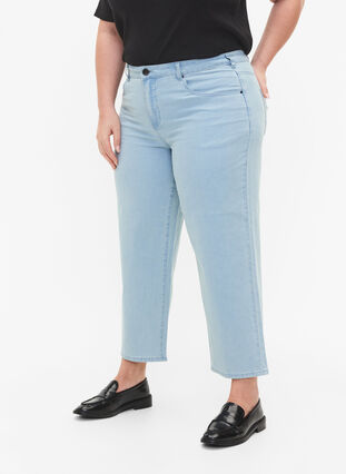 Straight jeans med ankellengde, Light blue denim, Model image number 2