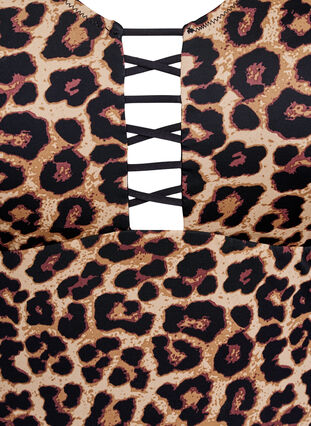 Zizzi Badedrakt med dyretrykk og stringdetaljer, Brun, Packshot image number 2