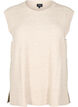 Strikket vest med ribbestrikkede kanter, Beige, Packshot image number 0