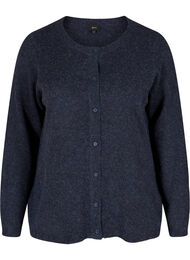 Kort melert strikket cardigan med knappelukking, Night Sky Mel.