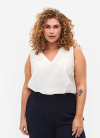 Topp av viskose med struktur, Bright White, Model