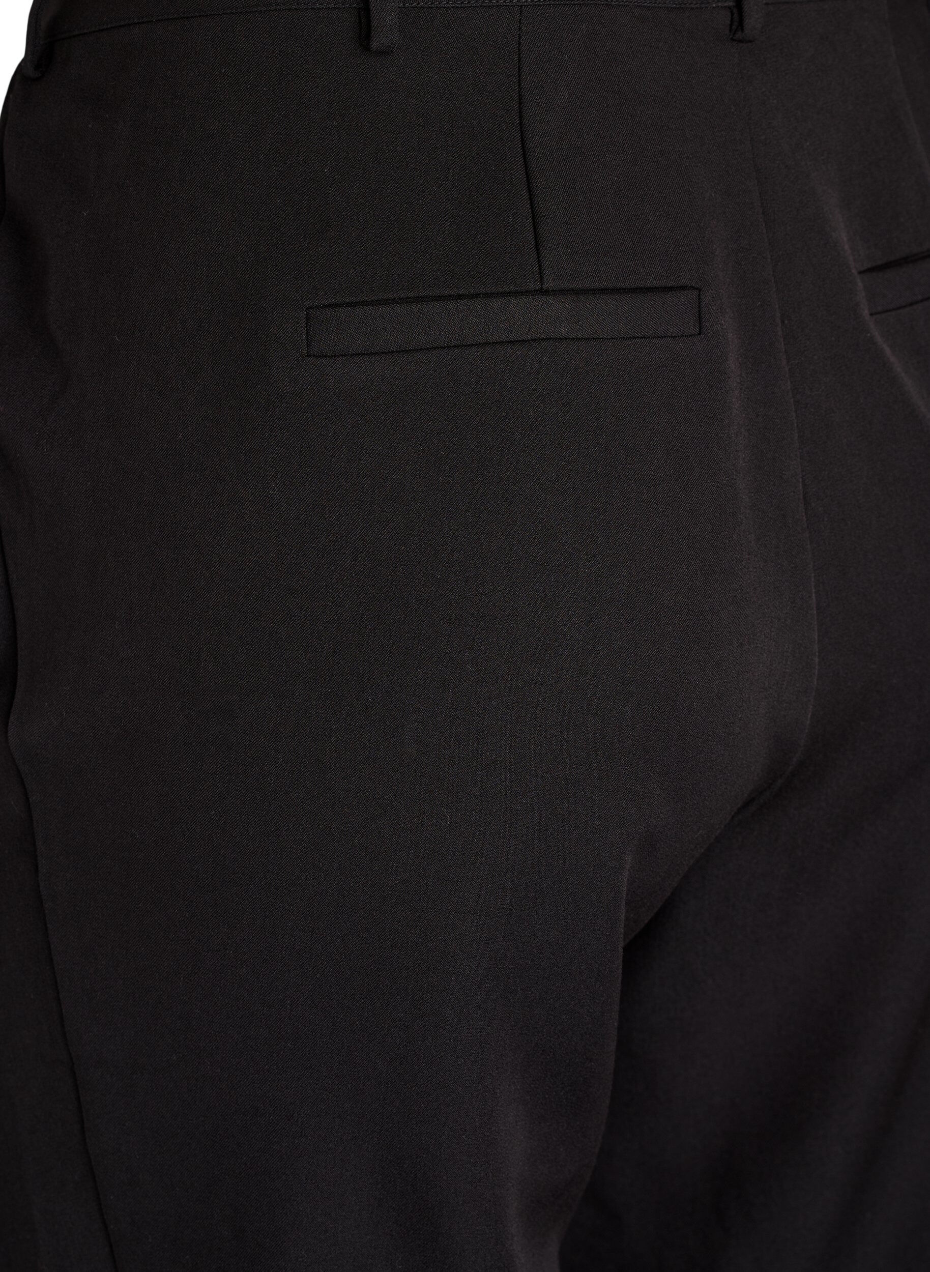 Zizzi H&oslash;ytlivs dressebukser med rette ben, Svart, Packshot image number 3