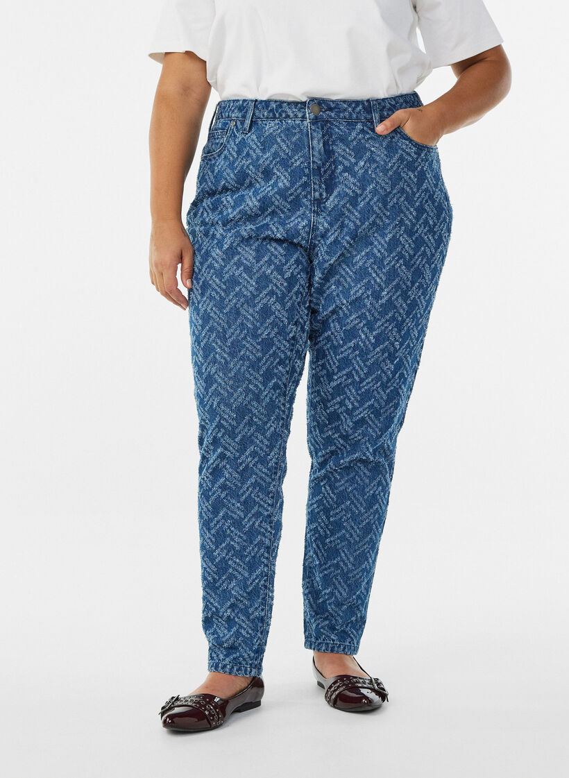Mille-jeans med teksturert mønster, B.D. ZigZag, Model