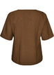 Bluse med glitter og V-hals, Brun, Packshot image number 1