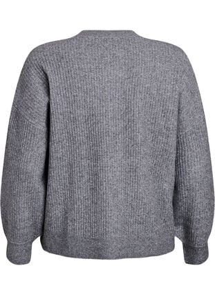 Zizzi Ribbestrikket cardigan med knapper, Grå, Packshot image number 1