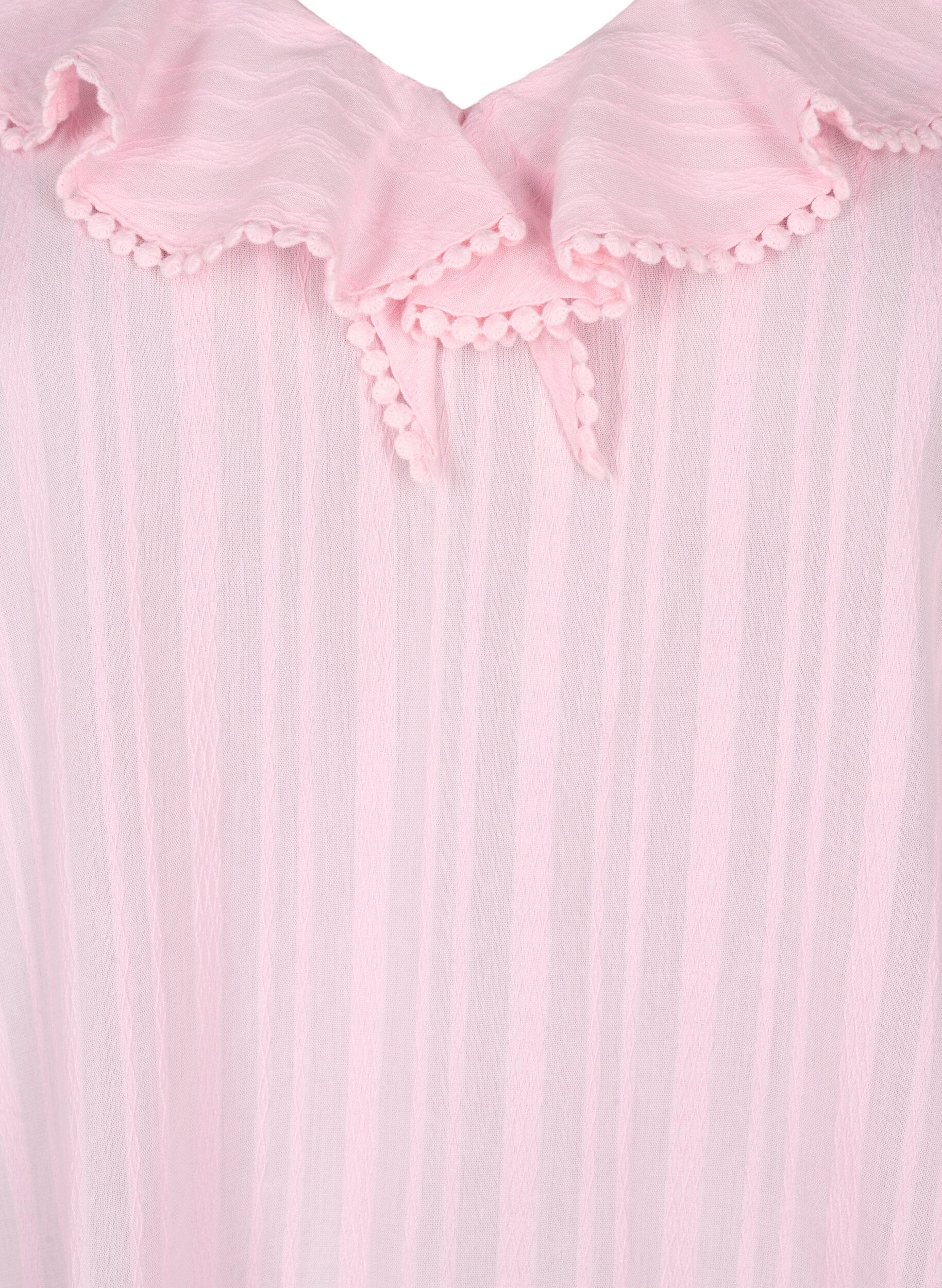 Zizzi Bluse med 3/4-ermer og blonder, Almond Blossom, Packshot image number 2